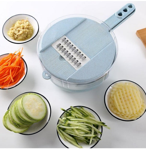 Rebanador de mandolina 8 en 1, rebanador de verduras, pelador de patatas, rallador de zanahoria y cebolla con colador, cortador de verduras, accesorios de cocina