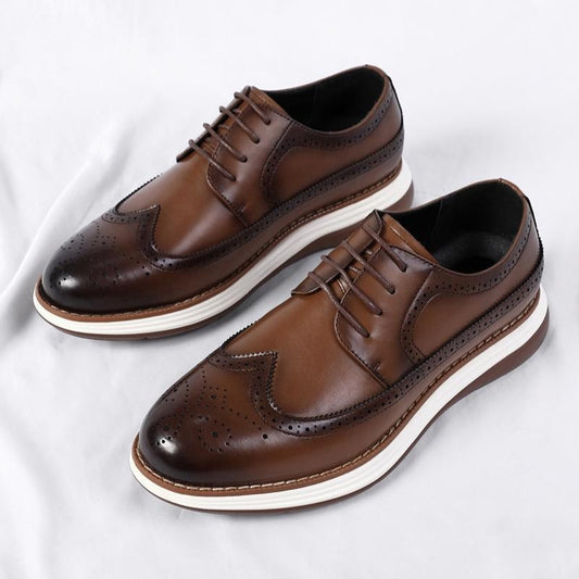 Zapatos de cuero de negocios para hombre, de moda, con suela gruesa de microfibra, cómodos e informales