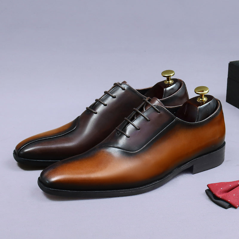 Zapatos de vestir de cuero formales para hombre de estilo británico con diseño de bloques de color
