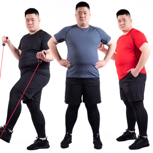 Hombre gordo, alta elasticidad, secado rápido, talla grande, traje de fitness