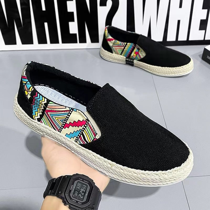 Zapatos casuales de lona fina y transpirable de verano de seda helada con suela blanda antideslizantes y combinables con puntera ancha