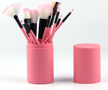 Juego de brochas de maquillaje de 12 piezas para rubor, sombra de ojos, pestañas, iluminador