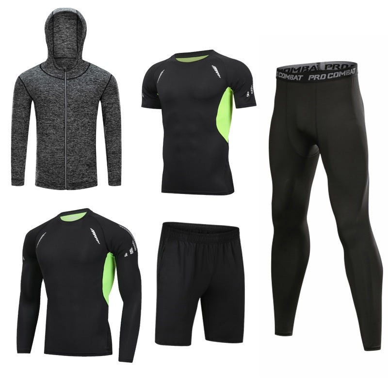 Traje de secado rápido de 5 piezas para gimnasio y deportes de ocio