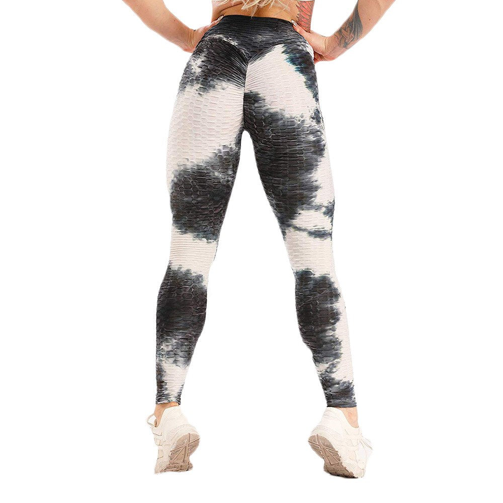 Pantalones de chándal tie-dye ajustados de tiro alto