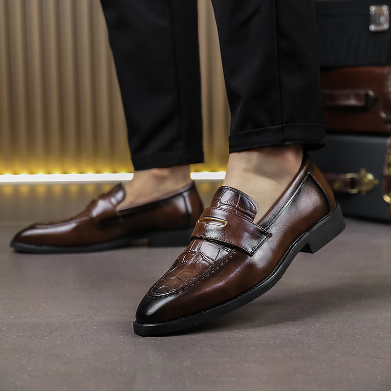 Zapatos de cuero puntiagudos sin cordones para hombre de talla grande para vestir formal o informal de negocios