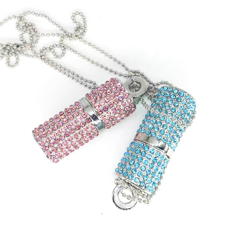 Memoria USB con forma de pintalabios en cilindro de cristal