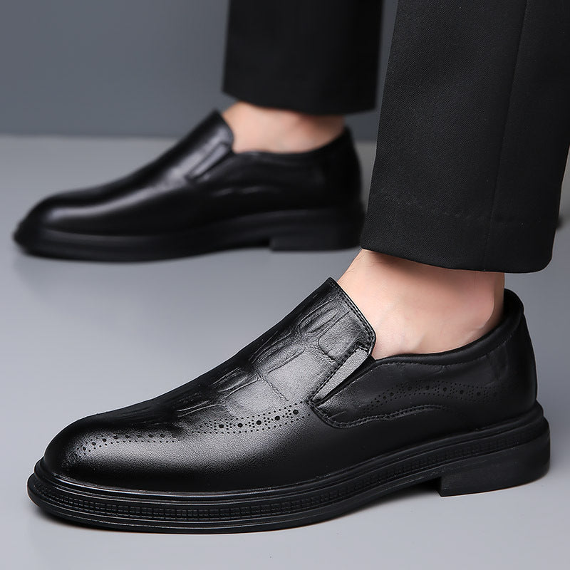 Zapatos de cuero puntiagudos estilo británico informales para hombre