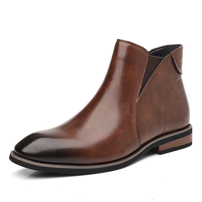 Botines formales de cuero para hombre de caña alta de estilo retro