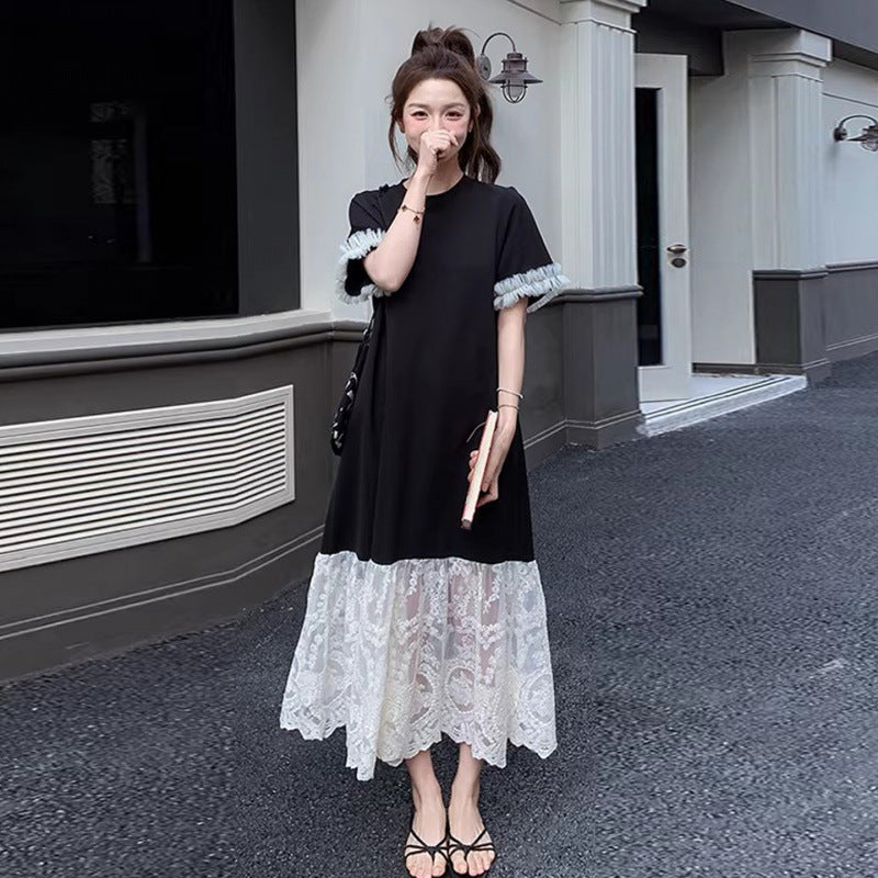 Fashionable Elegant Slimming Patchwork Lace Maternity Dress