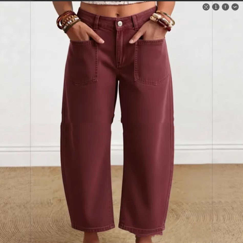 Women's Casual Solid-Color Fashionable Cotton Pants