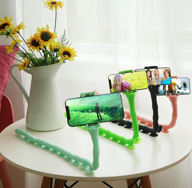 Soporte perezoso para teléfono móvil, gusano, soporte flexible con ventosa para teléfono para pared del hogar, escritorio, bicicleta