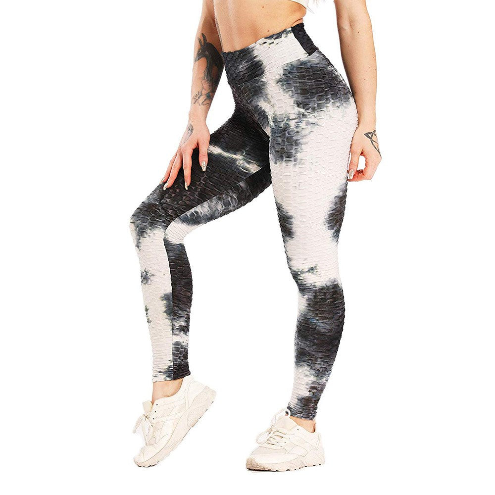 Pantalones de chándal tie-dye ajustados de tiro alto