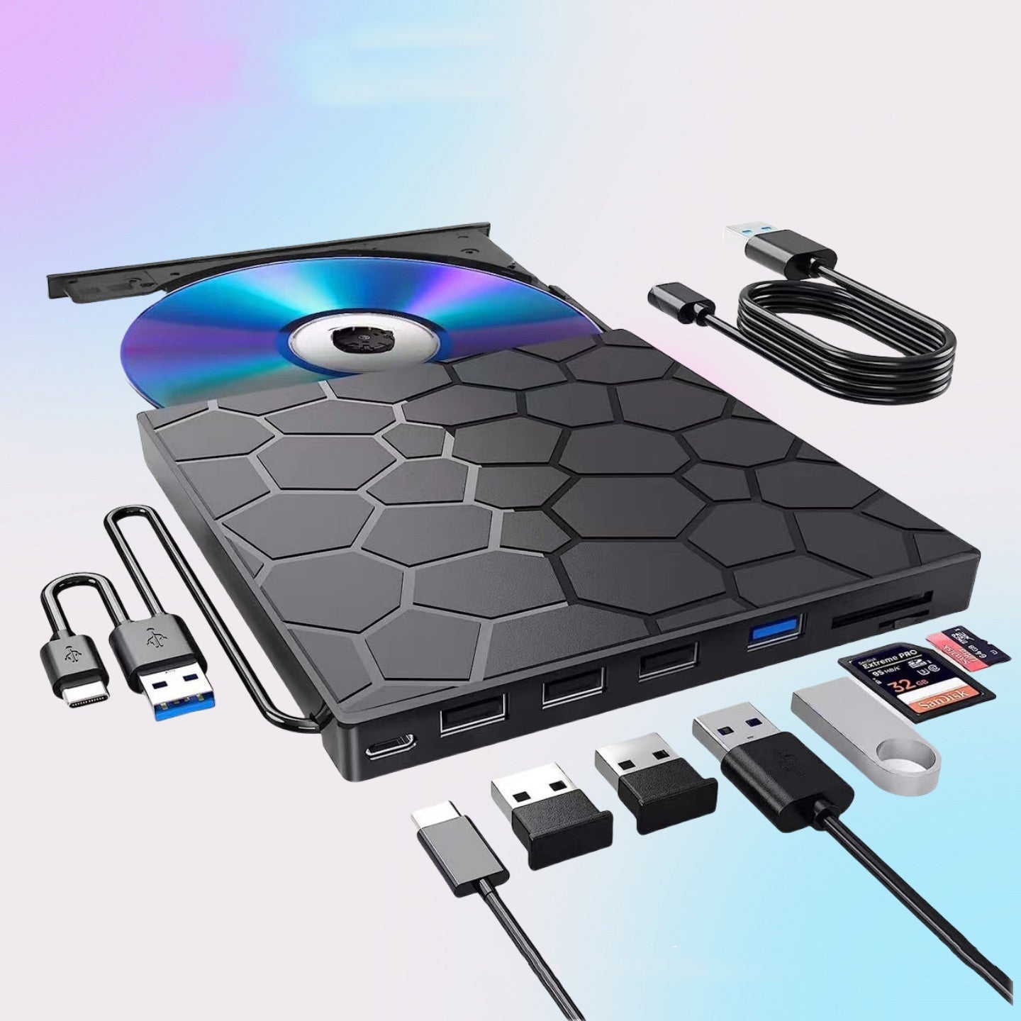 Controlador de CD externo multifuncional Grabador de CD