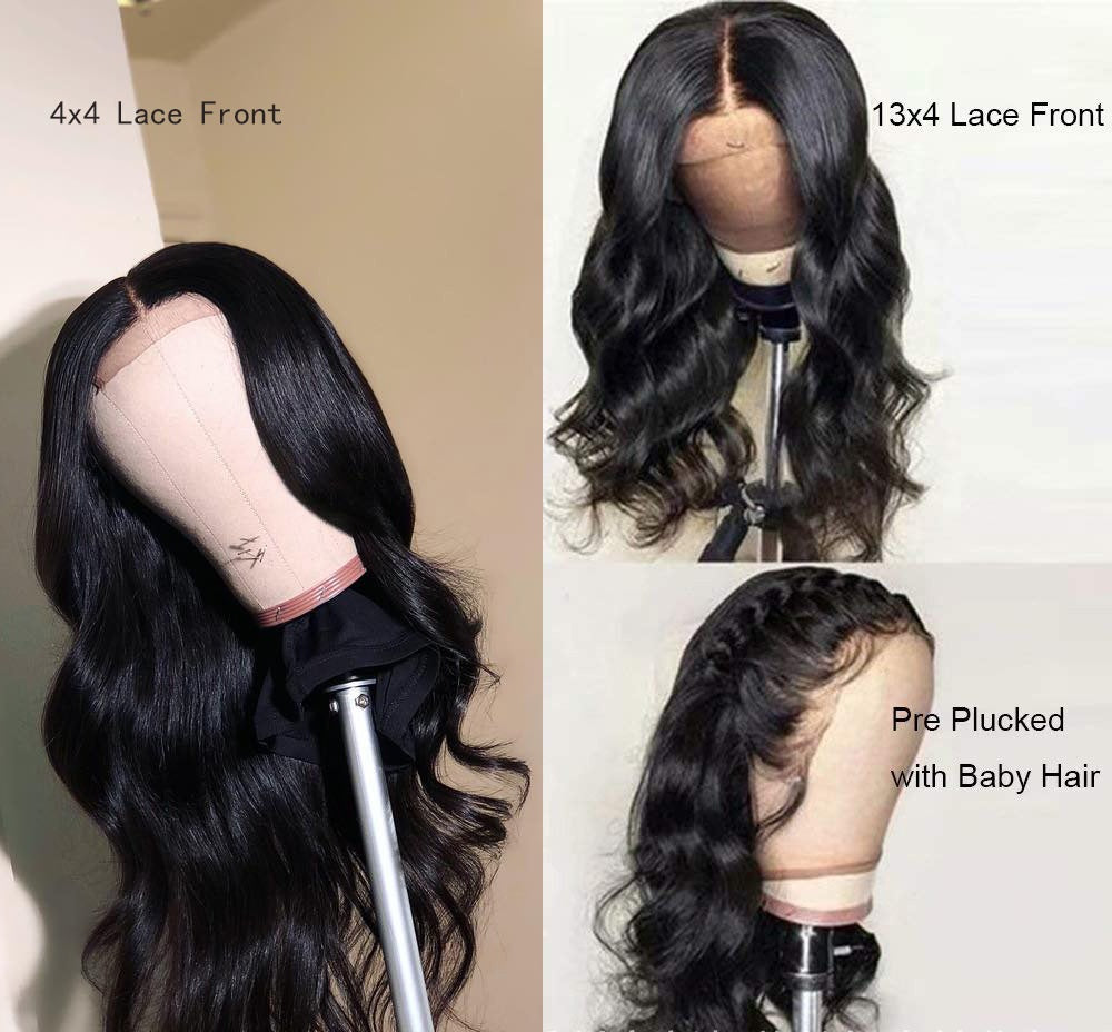 Peluca frontal de encaje con ondas corporales para mujeres negras