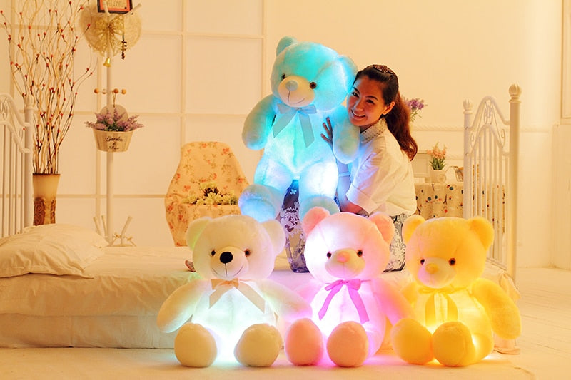 Oso de peluche LED luminoso creativo, animales de peluche, juguete de peluche colorido brillante, regalo de Navidad para niños, almohada