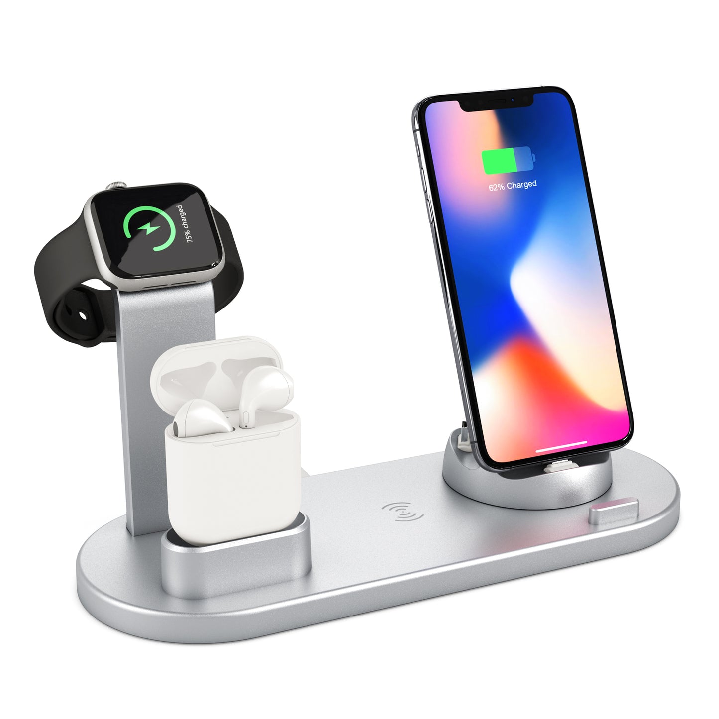 Cargador Inalámbrico Estación de Carga 4 en 1 para Apple Watch Series 8 7 iPhone 15 14 13 12 Pro AirPods Pro 3 2 Base de Carga