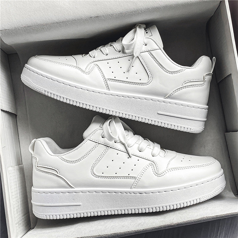 Zapatos Blancos de Plataforma de Cuero Transpirables para Adolescentes a la Moda que Combinan con Todo