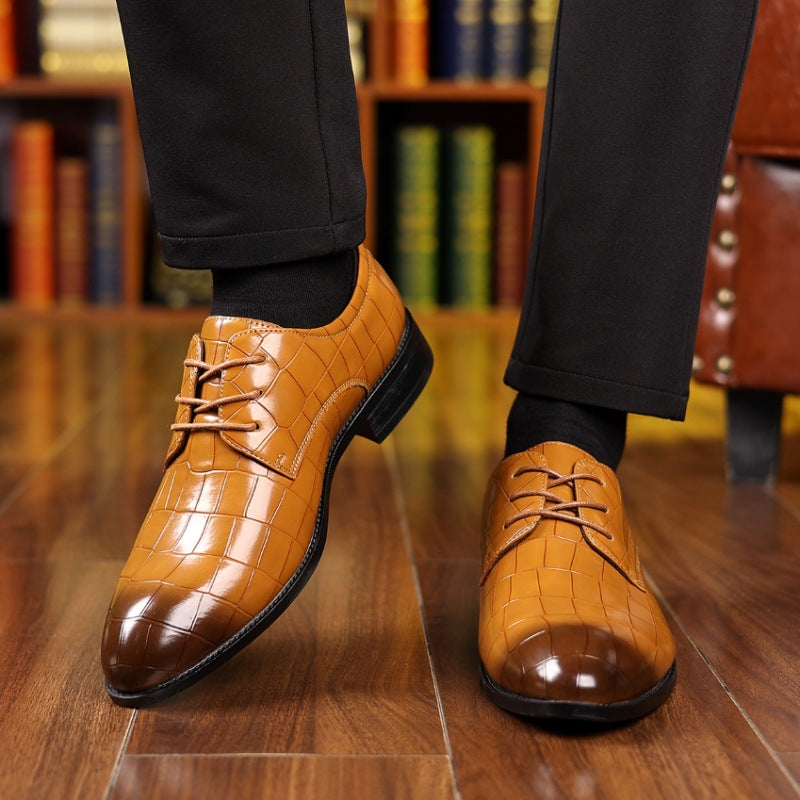 Zapatos de cuero transpirables de punta para hombre, estilo formal casual