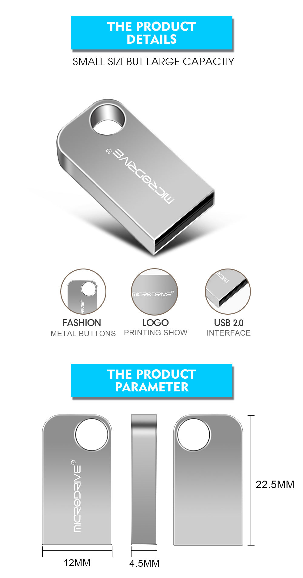 Disco USB mini de 16G para vehículos, gran capacidad de 64g