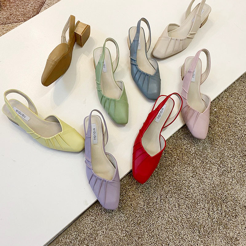High heel crinkled sandals