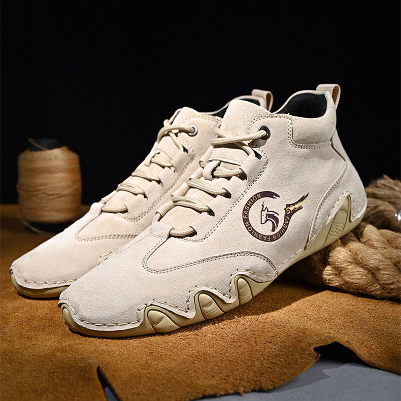 Botas Martin de cuero de talla grande para hombre, estilo británico de pulpo y caña alta