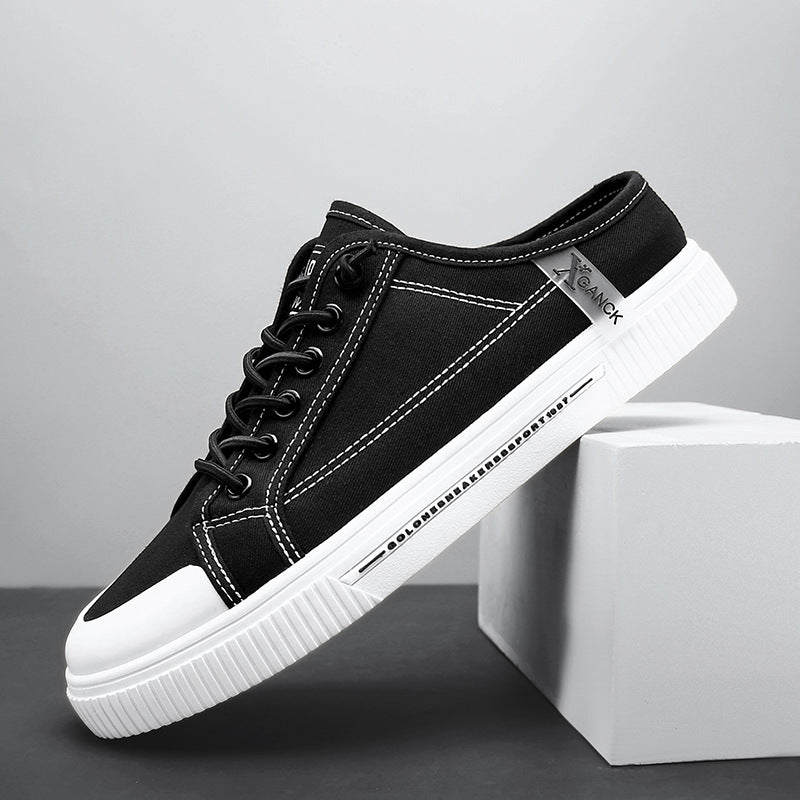 Zapatillas deportivas casual de lona sin talón versátiles para hombre