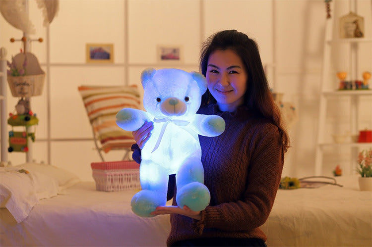 Oso de peluche LED luminoso creativo, animales de peluche, juguete de peluche colorido brillante, regalo de Navidad para niños, almohada