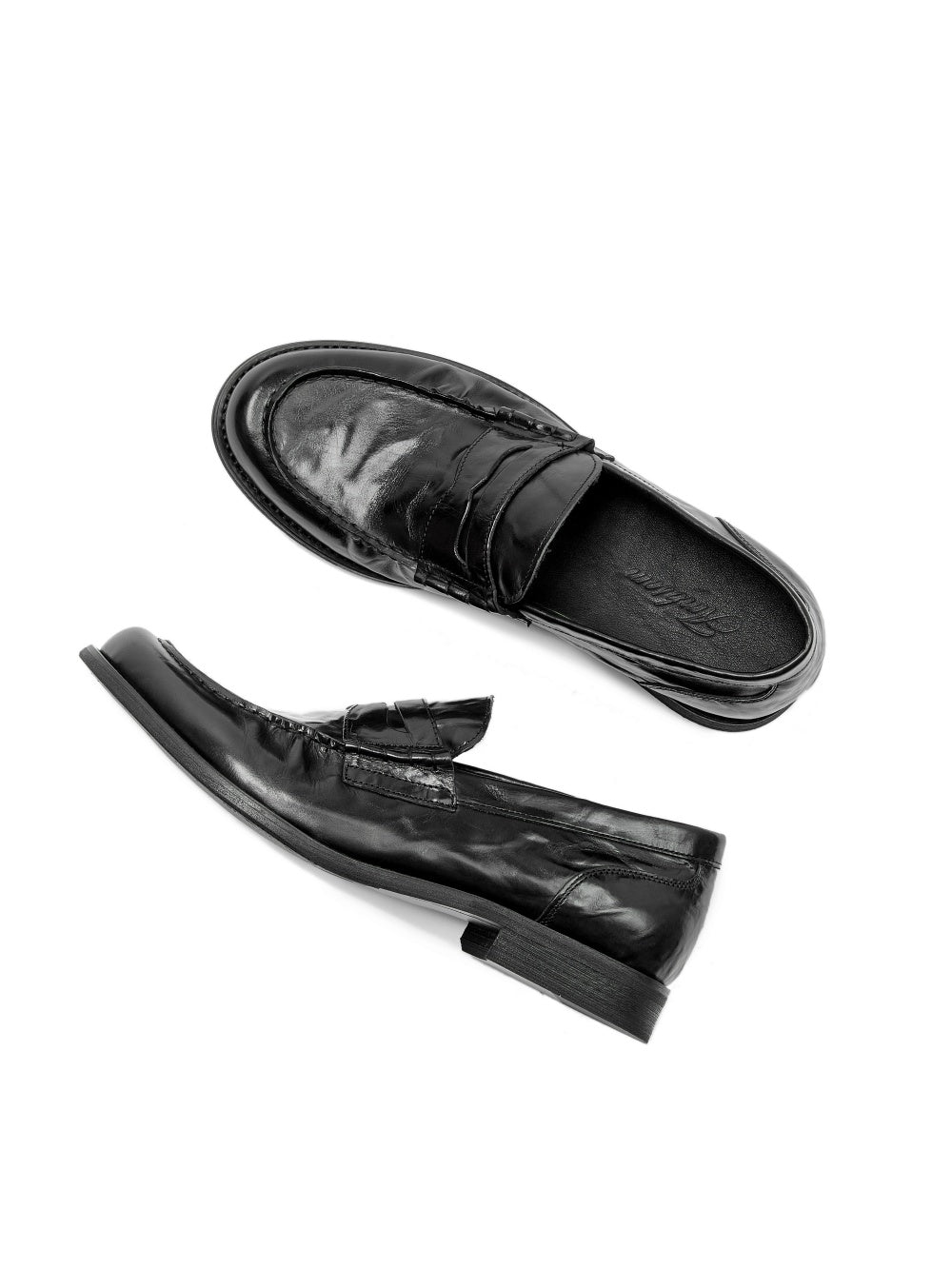 Mocasines de cuero sin cordones Zapatos casuales de cuero genuino plisados