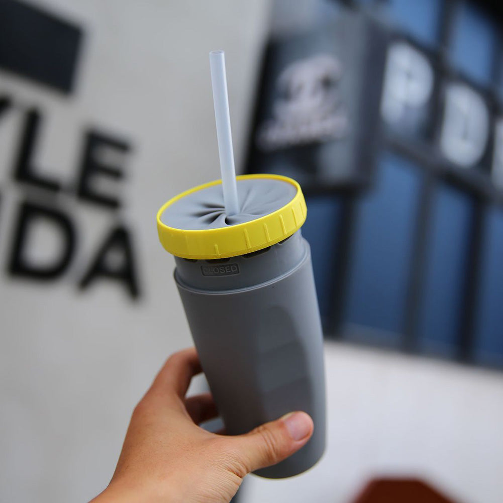 Taza de viaje sin tapa Twist Cup, taza portátil, vaso de doble aislamiento, botella de agua con pajita para niños y adultos