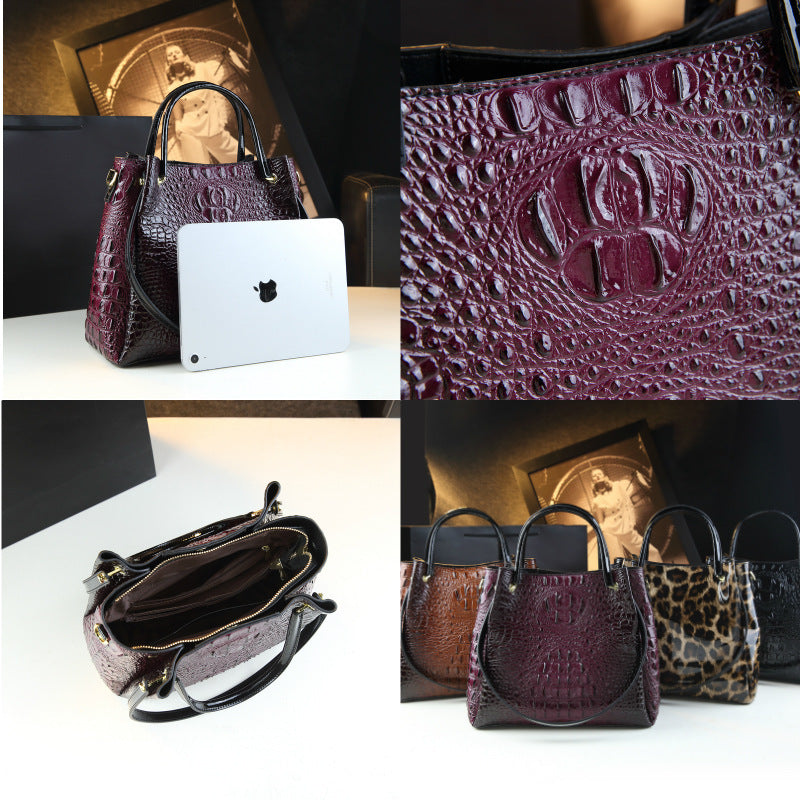 Stylish Textured And Colorful Crocodile-Print Womens Shoulder Bag