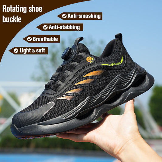 Zapatos ligeros tejidos con botón para hombre de protección laboral