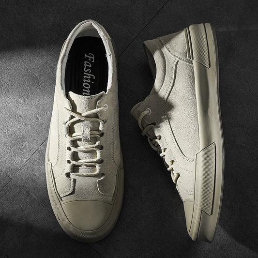 Nuevos zapatos de tabla de cuero esmerilado retro de caña baja para hombre a la moda