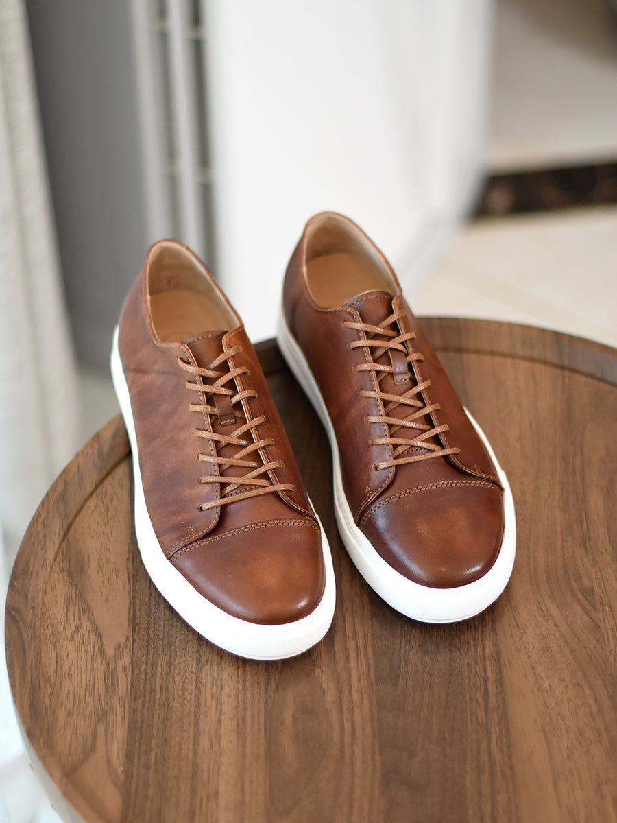 Zapatos casuales de cuero de caballo de primera calidad hechos a mano para hombre, con efecto envejecido