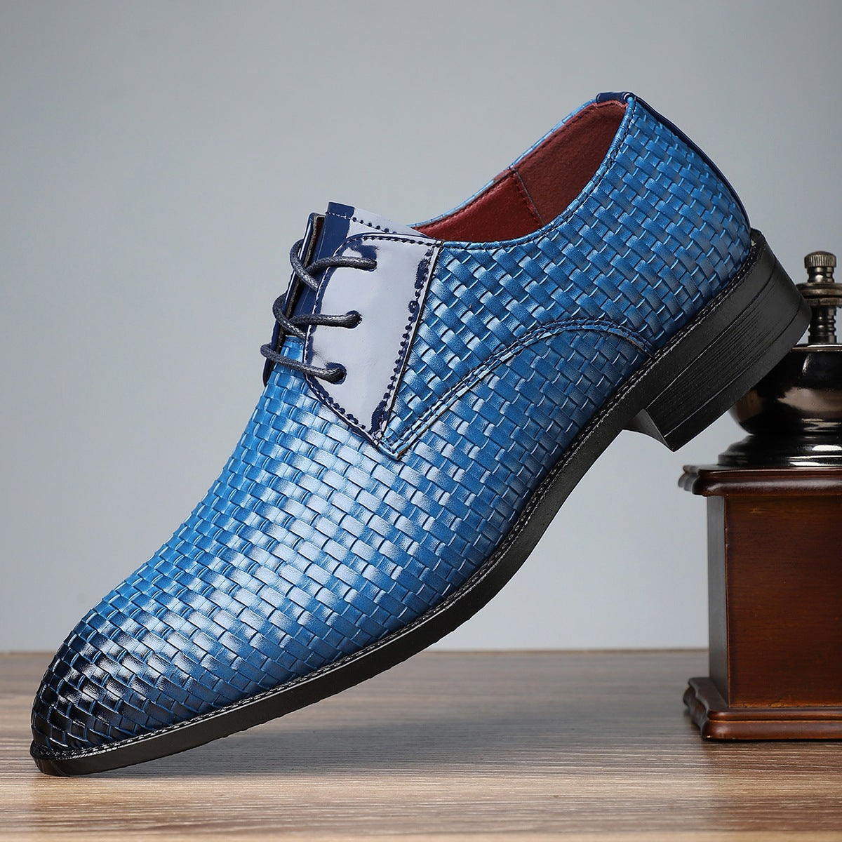 Zapatos de cuero para hombre, de vestir, elegantes, con cordones y punta fina