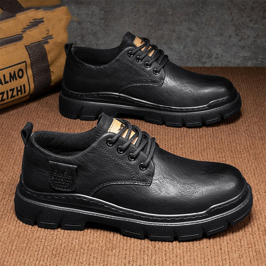 Zapatos de hombre de cuero suave negro de negocios para otoño, para exteriores, estilo británico