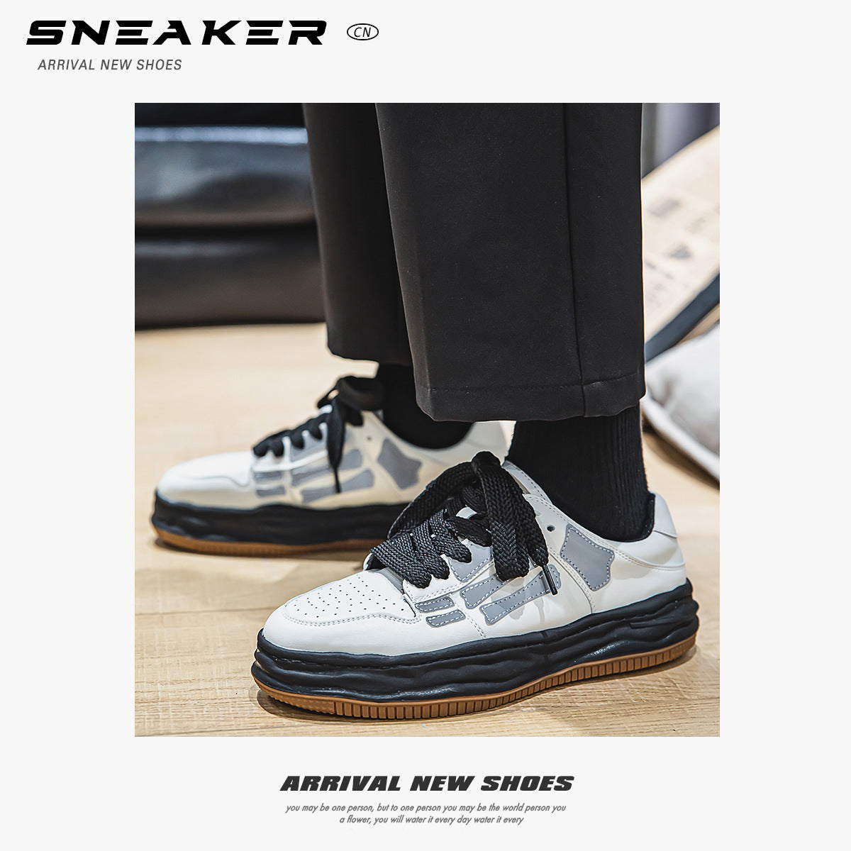 Zapatillas Retro con Plataforma y Hueso Reflectante para Hombre