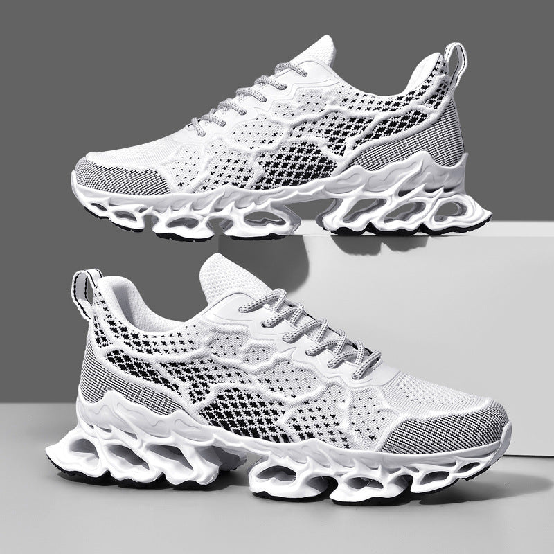 Zapatillas de correr transpirables de verano para hombre, plataforma de moda, malla tejida, informales