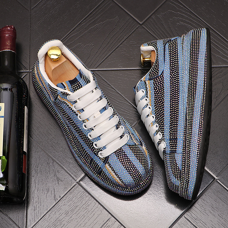 Zapatillas casuales bajas de hombre con pedrería a la moda