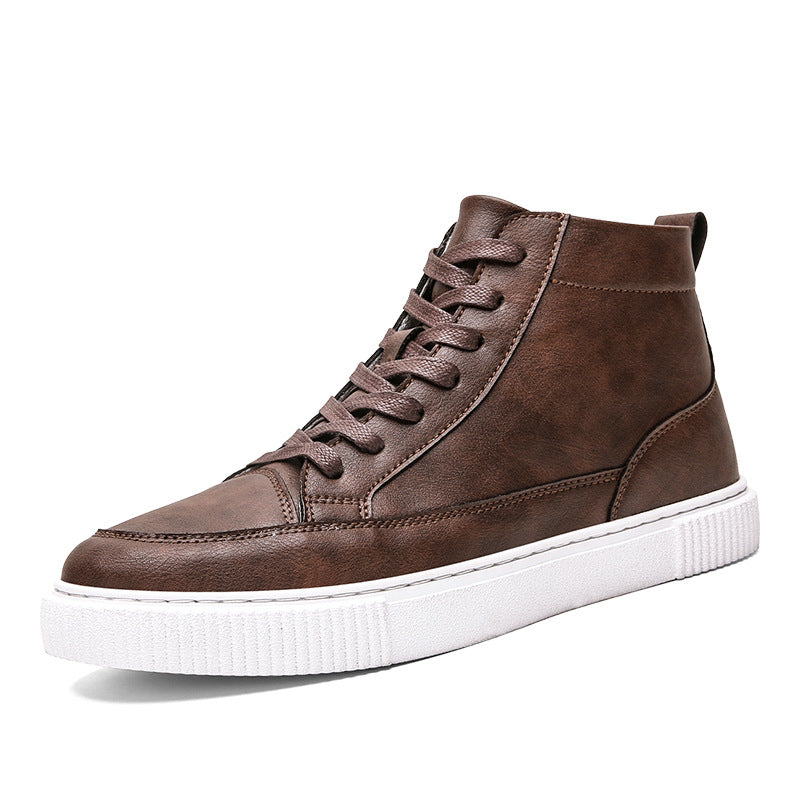 Zapatillas altas coreanas de cuero casual