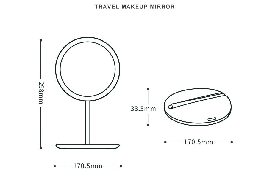 Espejo de maquillaje plegable LED
