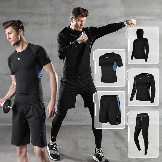 Traje deportivo de baloncesto de secado rápido, traje de entrenamiento de cinco piezas