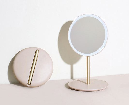 Espejo de maquillaje plegable LED