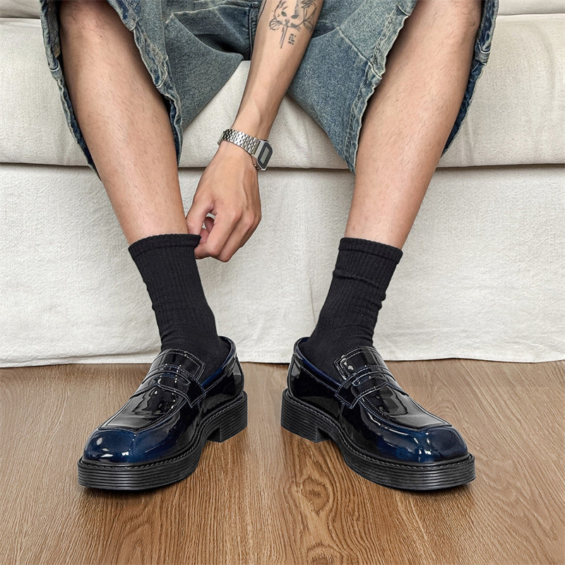 Zapatos de cuero de estilo británico con suela gruesa estilo Hong Kong, zapatos de una sola capa para primavera y otoño