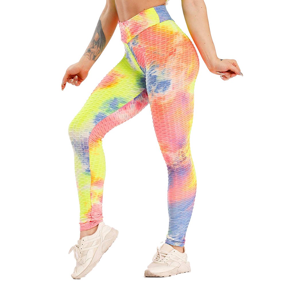 Pantalones de chándal tie-dye ajustados de tiro alto