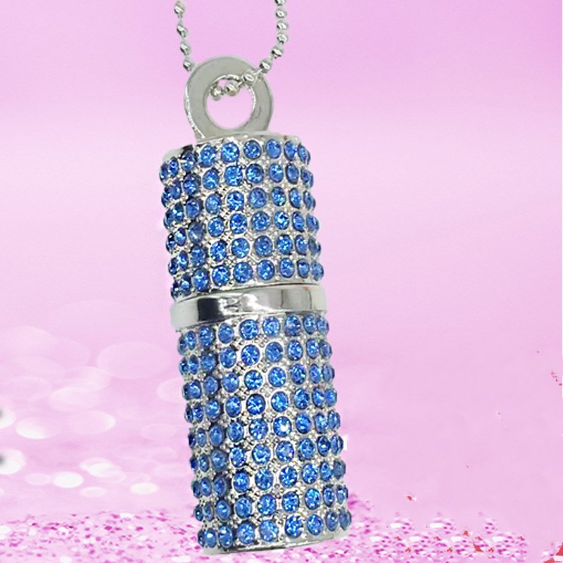 Memoria USB con forma de pintalabios en cilindro de cristal