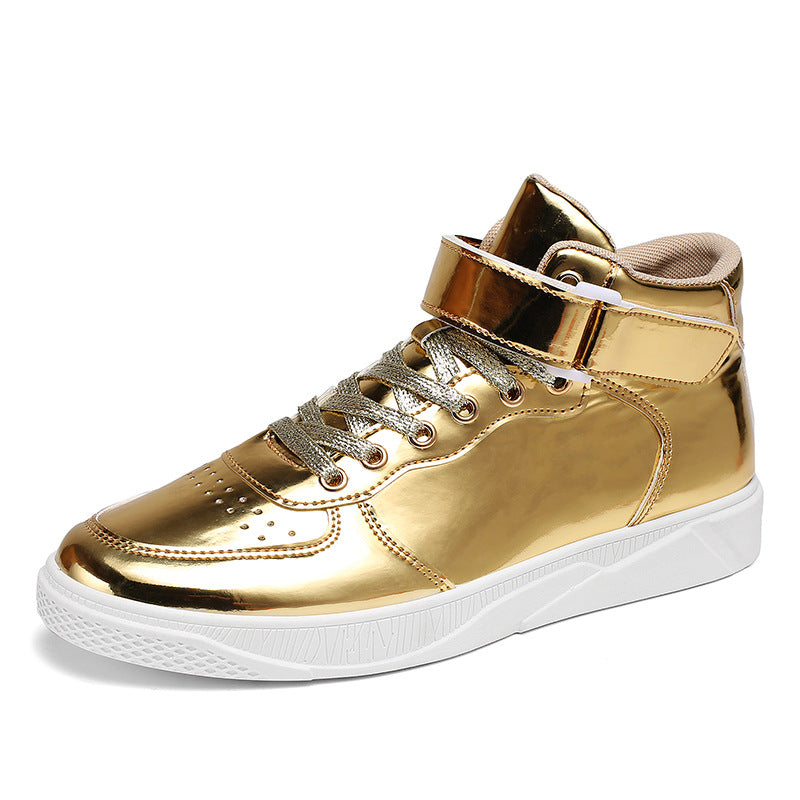 Zapatos de hombre con paneles de espejo, deportivo de media caña de estudiante de moda