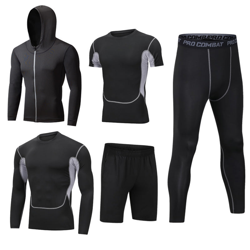 Traje de secado rápido de 5 piezas para gimnasio y deportes de ocio