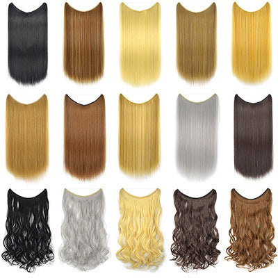 Extensiones de Pelo Invisibles de 22 Pulgadas con Hilo, Sin Clips, Secretas, Línea de Pescado, Lisas Sedosas Sintéticas