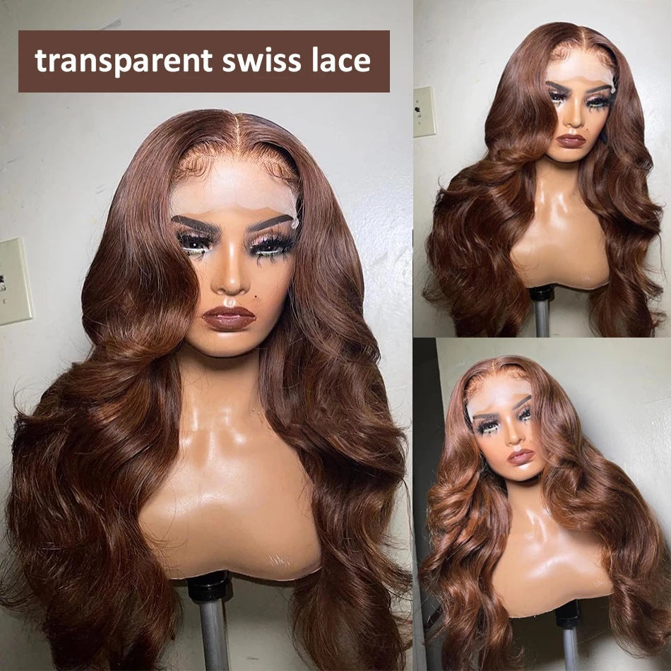 Pelucas de cabello humano con encaje frontal ondulado marrón