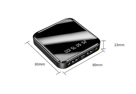 Mini Power Bank 20000 mAh Batería Externa Portátil con Espejo y Pantalla Digital